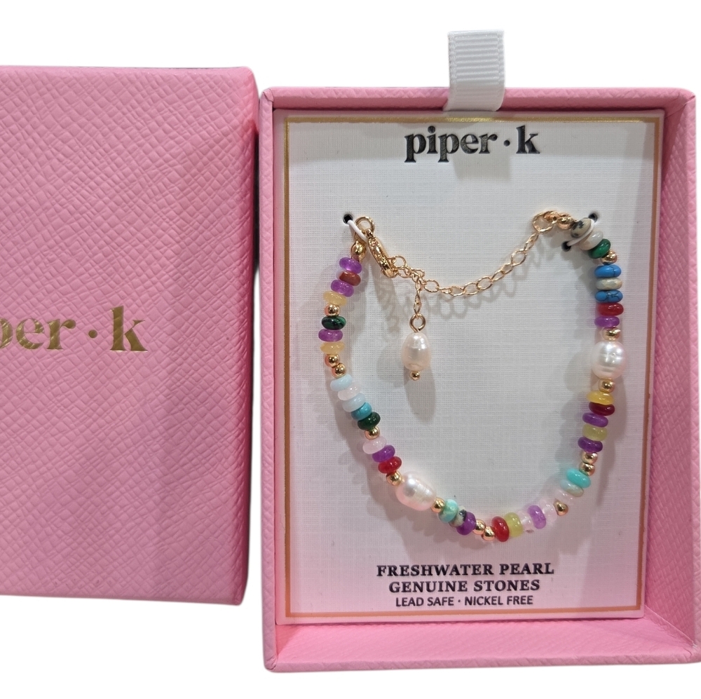 💕▪️Piper K▪️ Beautiful Freshwater Pearl Mulitcolor Genuine Stone Bracelet